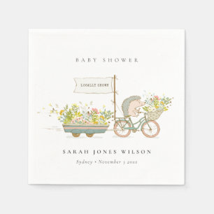 Cute Locally Grown Hedgehog Flora Bike Baby Shower Pappersservett
