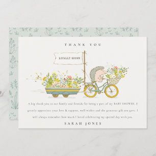 Cute Locally Grown Hedgehog Flora Bike Baby Shower Tack Kort