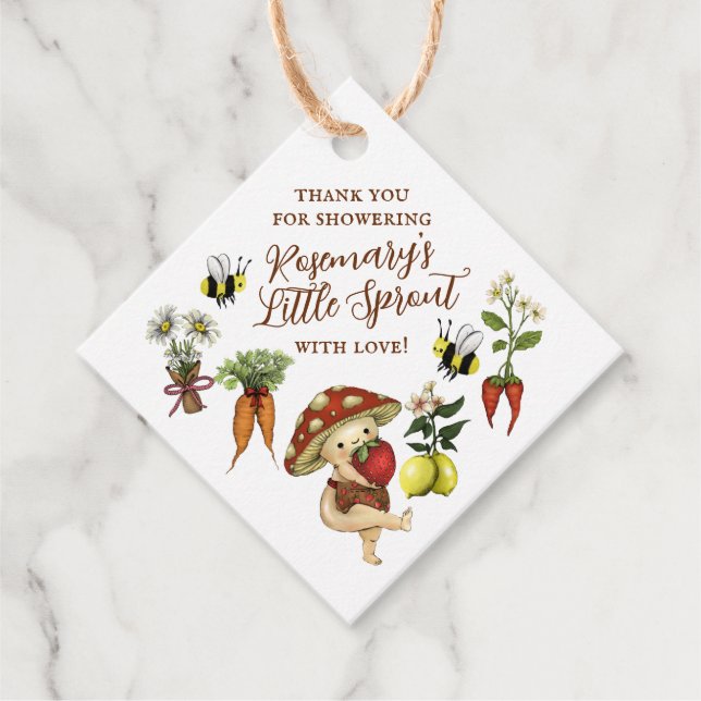 Cute Locally Grown Little Sprout Baby Shower Gåvor Etiketter (Framsida)