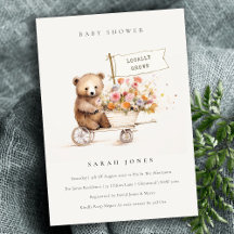 Cute Locally Grown Teddy Blommigt Cart Baby Shower