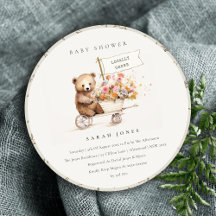 Cute Locally Grown Teddy Blommigt Cart Baby Shower