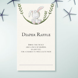 Cute Lodrät White Bunny Rabbit Diaper Raffle Tilläggskort