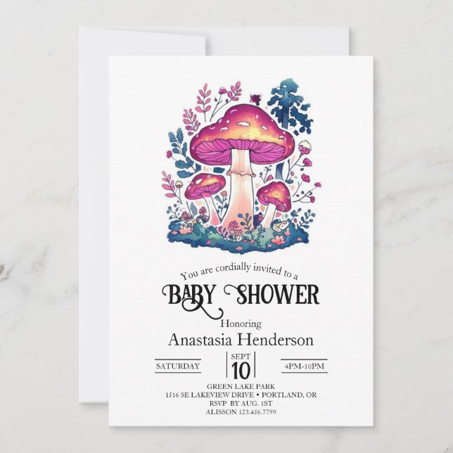 Cute Loely Mushroom Baby Shower Inbjudningar (Framsida)