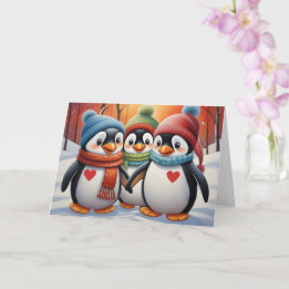 Cute Loely Penguins jul Kort