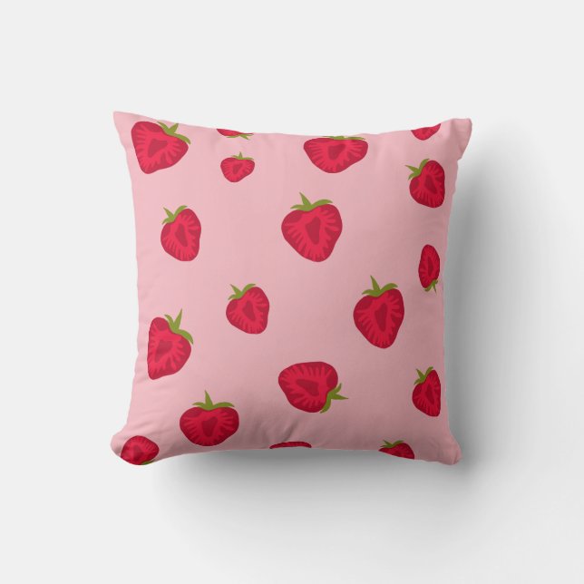 Cute Loely Rosa Strawberry Mönster Kudde (Framsida)