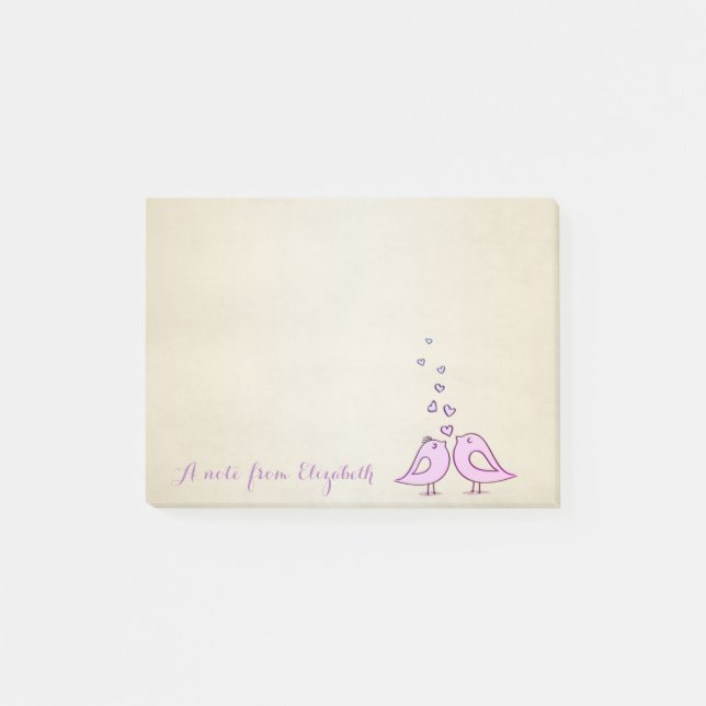 Cute Loely Snyggt,Fåglar i Kärlek Post-it Block (Framsida)
