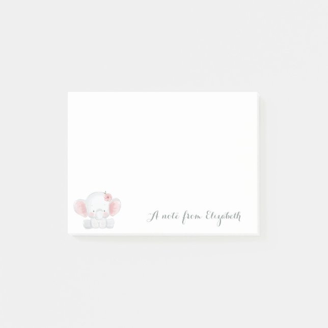 Cute Loely Snyggt Girly ,Baby Elephant,Flower Post-it Block (Framsida)