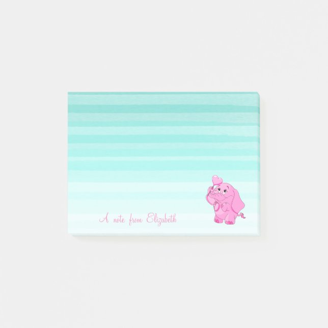 Cute Loely Snyggt Girly ,Baby Elephant Post-it Block (Framsida)