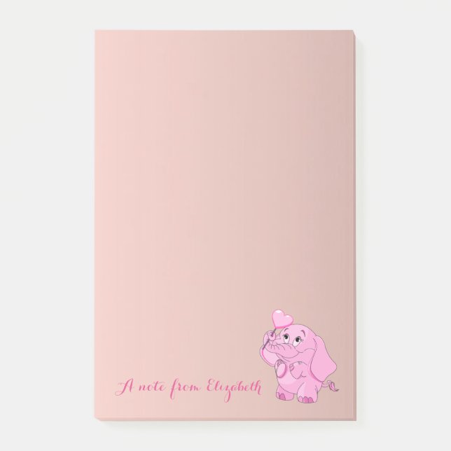 Cute Loely Snyggt Girly ,Baby Elephant Post-it Block (Framsida)