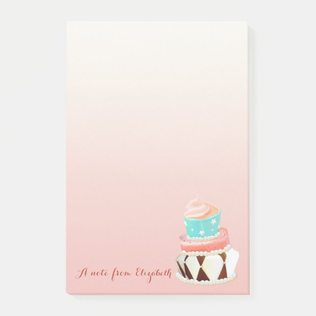 Cute Loely Snyggt Girly, Cake Post-it Block (Framsida)