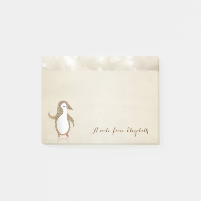 Cute Loely Snyggt,Lycklig Penguine Post-it Block (Framsida)