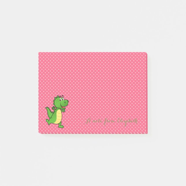 Cute Loely Snyggt,Polka dots,Lycklig Crokodile Post-it Block (Framsida)