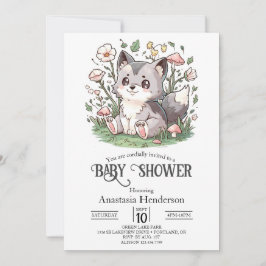 Cute Loely Varg Baby Shower Digital Inbjudningar