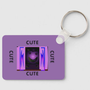 CUTE_LOGOTYP_ROSA_BLACK_Aluminium Nyckelring