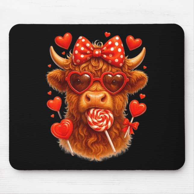 Cute Lollip Highland Cow Valentine's Day Red Heart Musmatta (Framsidan)