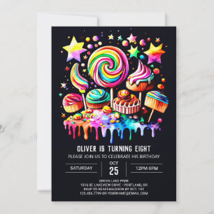 Cute Lollipop Wonderland Birthday Inbjudningar