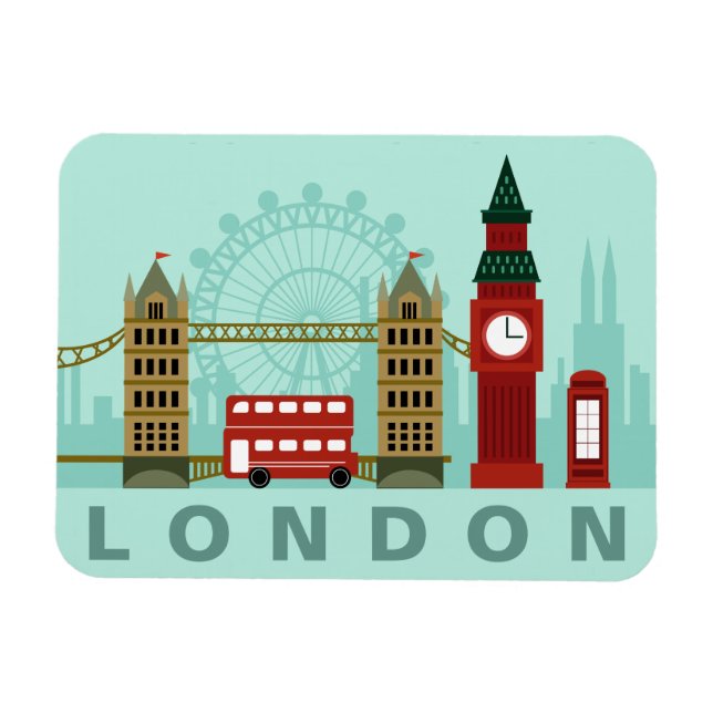 Cute London Illustration magnet (Horisontell)
