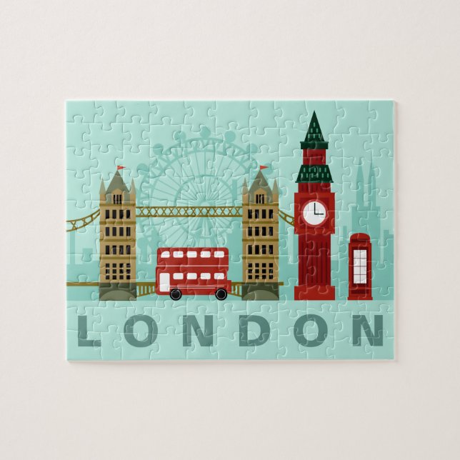 Cute London Illustration puzzle Pussel (Horisontell)