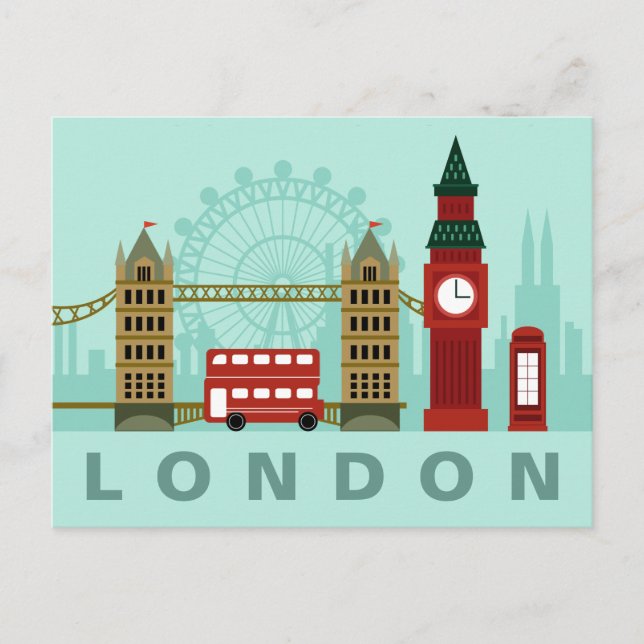 Cute London Illustration-vykort Vykort (Framsida)