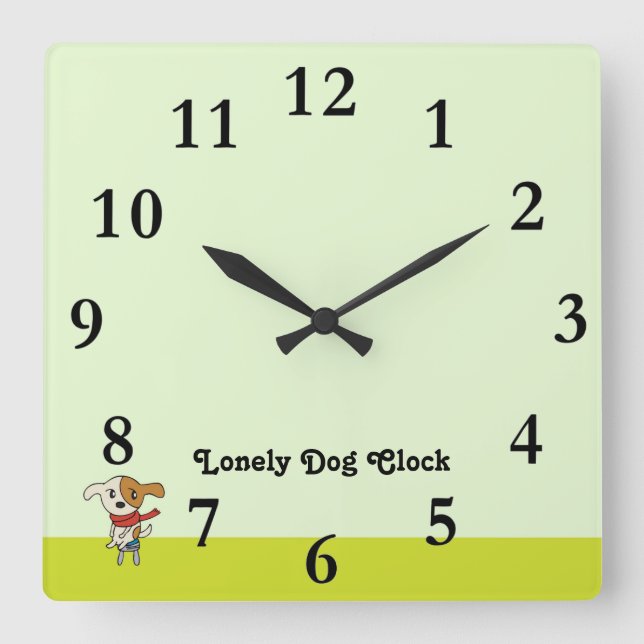 Cute Lonely Hund Clock! Fyrkantig Klocka (Framsida)