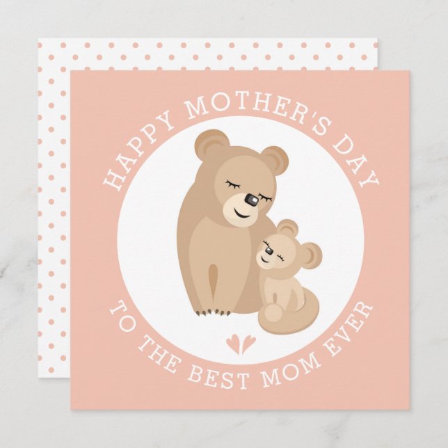 Cute Loness mor och baby rosa Mors dag Julkort (Fram/baksida)