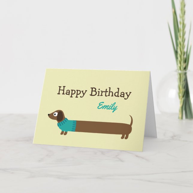 Cute Long Dachshund Illustration Kort (Framsida)