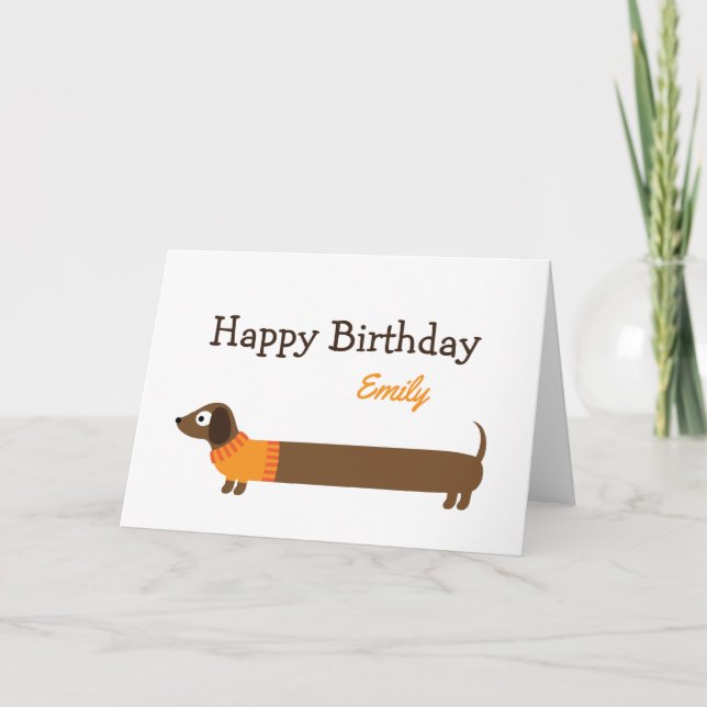 Cute Long Dachshund Illustration Kort (Framsida)