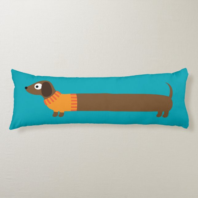 Cute Long Dachshund Illustration Kroppskudde (Framsidan)