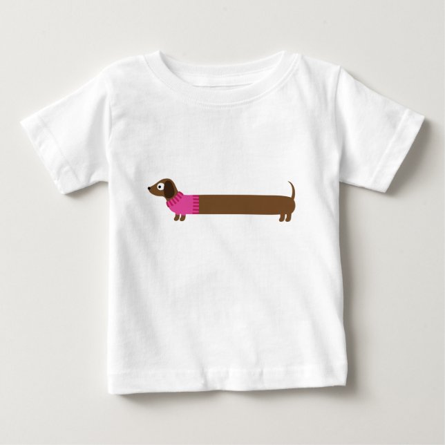 Cute Long Dachshund Illustration Tee (Framsida)
