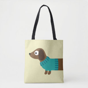 Cute Long Dachshund Illustration Tygkasse
