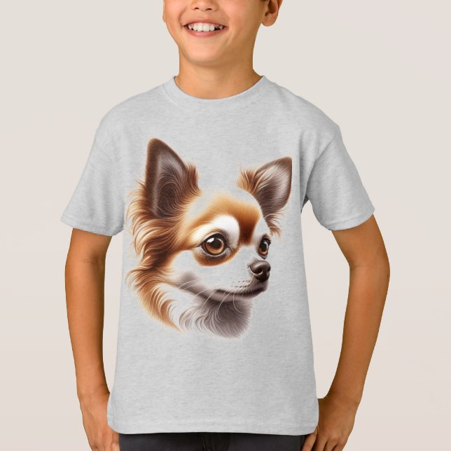 Cute Long Hair Chihuahua Puppy Mugg T Shirt (Framsida)
