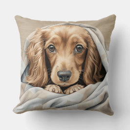 CUTE LONG HAIRED DACHSHUND PUPPY UNDER BLANKET KUDDE