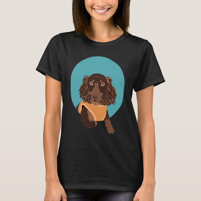 Cute Long Haired Dachshund T Shirt (Framsida)
