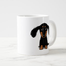 Cute Long-Hated Black and Tan Dachshund Puppy Hund Jumbo Mugg