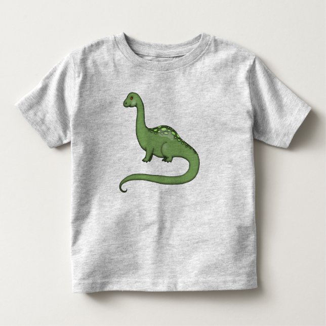 Cute Long Nacke Dinosaur T-Shirt för barn (Framsida)