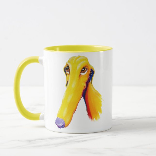 Cute Long Nose Greyhound Art Mugg (Vänster)