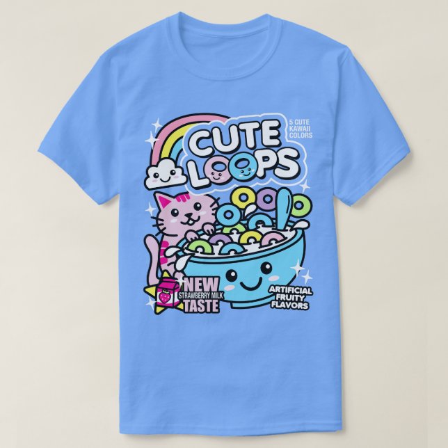 Cute Loops Kawaii Cereal T Shirt (Design framsida)