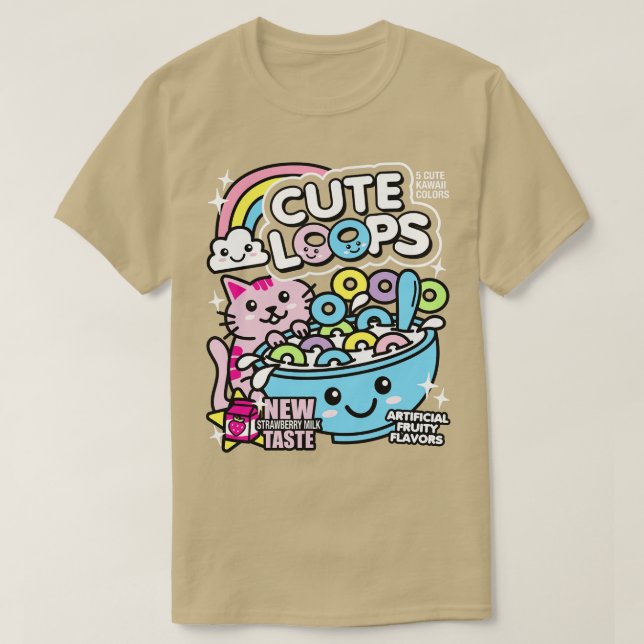 Cute Loops Kawaii Cereal T Shirt (Design framsida)
