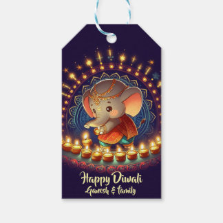 Cute Lord Ganesh Diwali Presentetikett