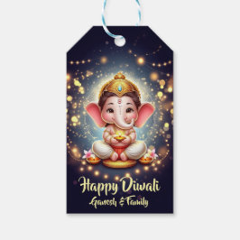 Cute Lord Ganesh Diwali Presentetikett