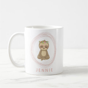 Cute Lotus Yoga Sloth Art Illustration Kaffemugg