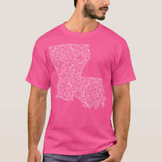 Cute Louisiana Blommigt State-kontur T Shirt