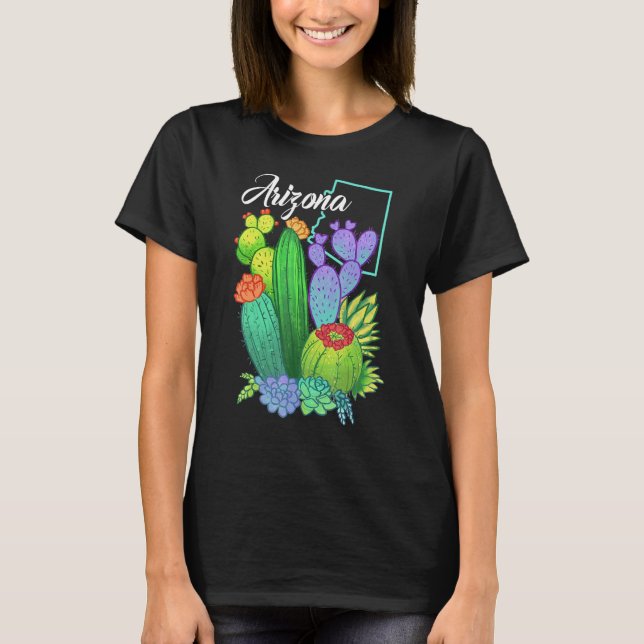 Cute Love Arizona Blooming Cactus Flowers T Shirt (Framsida)