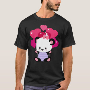 Cute Love Baby Panda Girl med hjärtballong för T Shirt