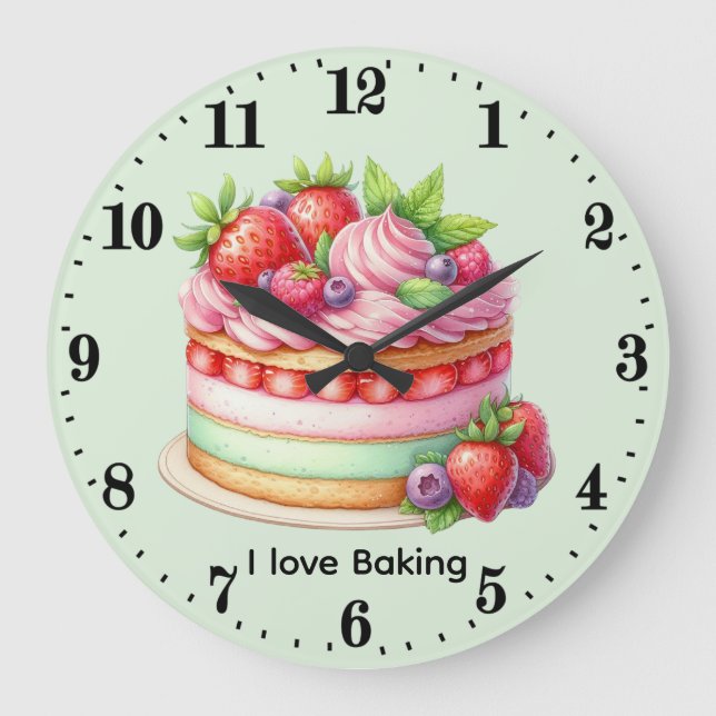 Cute love baking customizable stor klocka (Framsida)
