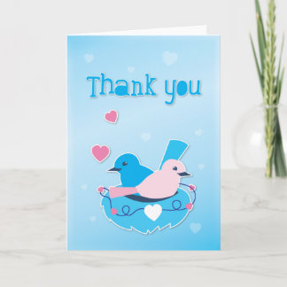 Cute love birds blue med tack kort
