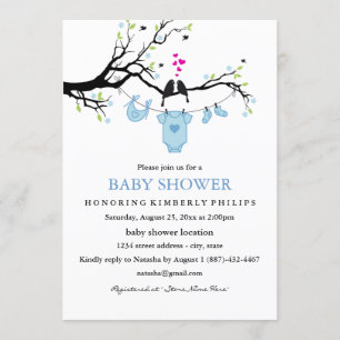 Cute Love birds Boy Baby Shower-inbjudan Inbjudningar