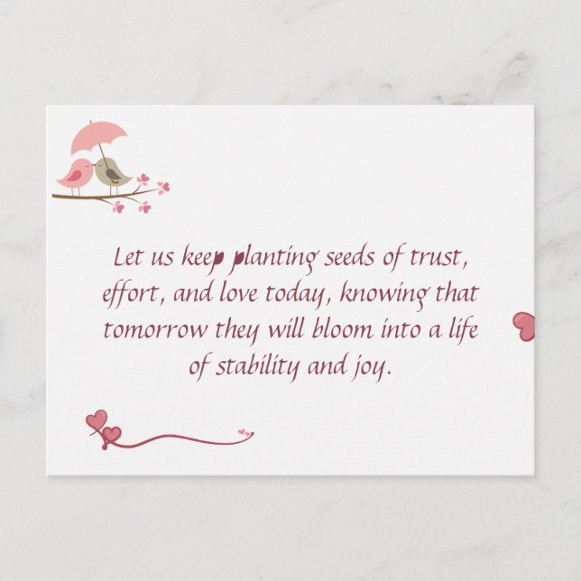 Cute Love Birds Postcard | Shared Future & Growth  Vykort (Framsida)