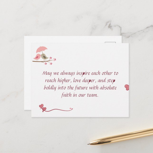 Cute Love Birds Postcard | Shared Future & Growth  Vykort (Fram/Back In Situ)