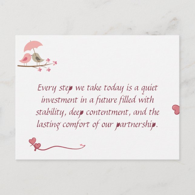 Cute Love Birds Postcard | Shared Future & Growth  Vykort (Framsida)